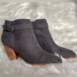 “Jodie” Gray Perforated Ankle Boots by Violet & Red